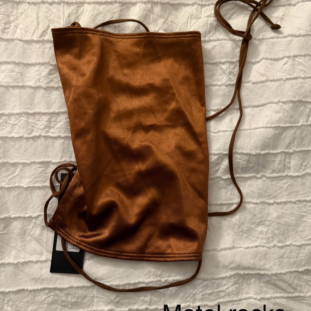 Brown Satin Tube Top